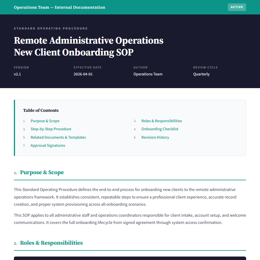 Administrative SOP Document